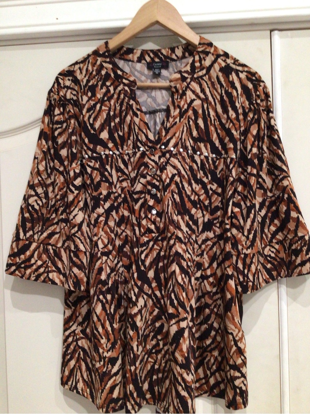 Plus-Size Brown Animal Print blouse - 2X